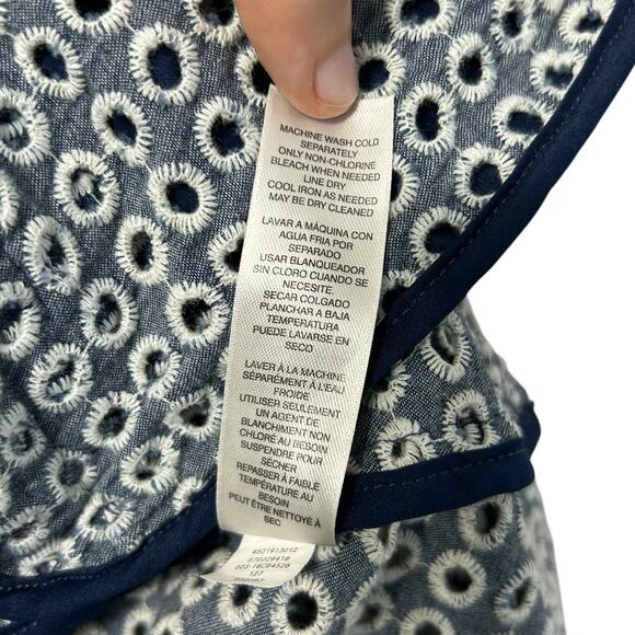 Chico's Embroidered Eyelet Blazer Women's Sz 0 (S) Blue Nautical Boho Preppy - Picture 6 of 6